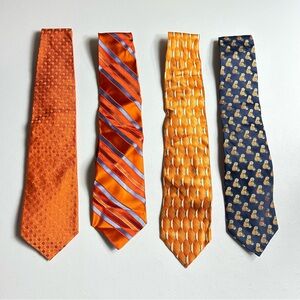 Lot of 4 Mens Ties Various Brands Orange Tie